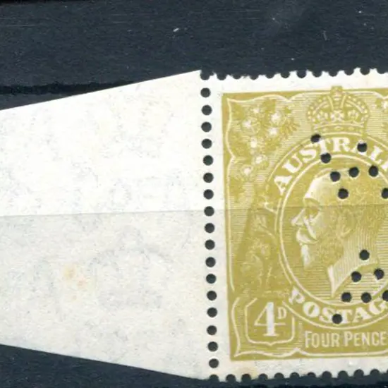 KGV 1931-36 CofA Watermark 4d greenish-olive ...