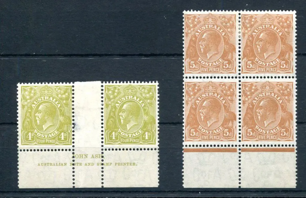 KGV 1931-36 CofA Watermark 4d olive, plate 3 John ... Image 1++