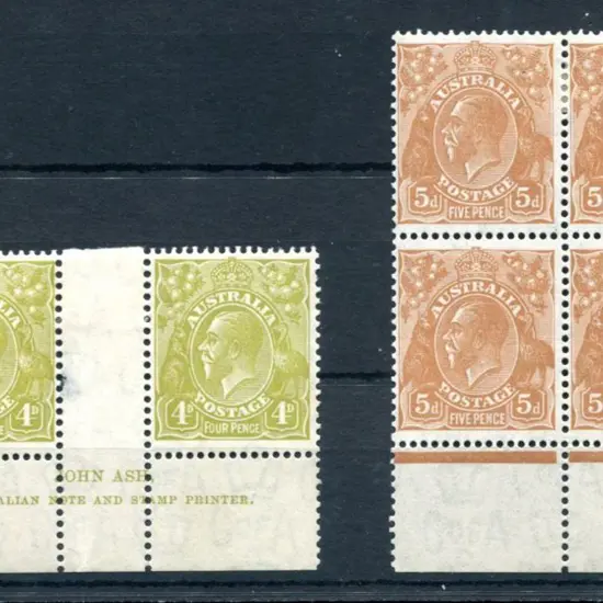 KGV 1931-36 CofA Watermark 4d olive, plate 3 John ...