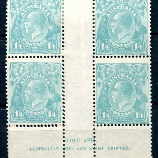 KGV 1931-36 CofA Watermark 1/4d greenish-blue John ...