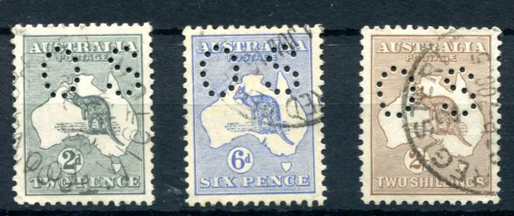 1915 2d grey, 6d ultramarine & 2/- brown ... Image 1++