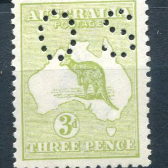 1918 3d olive, Die I with inverted wmk & perfined ...