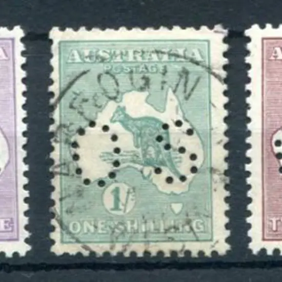 1929/30 6d to 5/- kangaroo SMW short set perfined ...