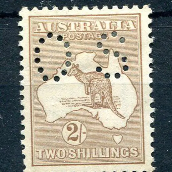 1915 2/- light brown, 2nd wmk perfined small "OS". ...