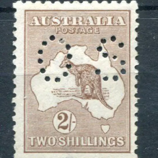 1918 2/- brown, 3rd wmk perfined "OS". MVLH, ...