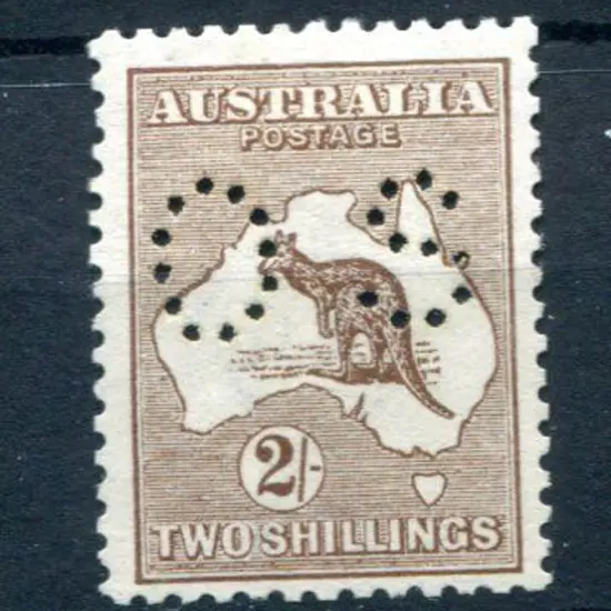 1918 2/- brown, 3rd wmk perfined "OS". Fresh MLH ...