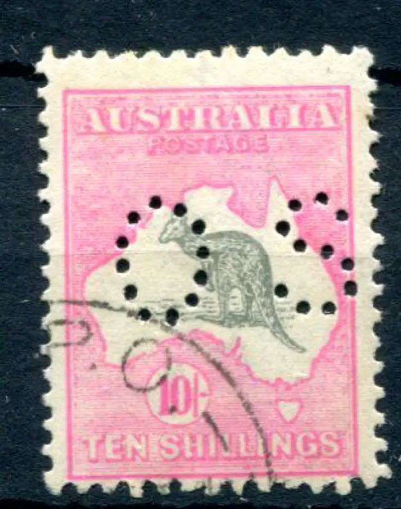 1915/28 10/- grey & intense aniline pink, 3rd wmk ... Image 1++