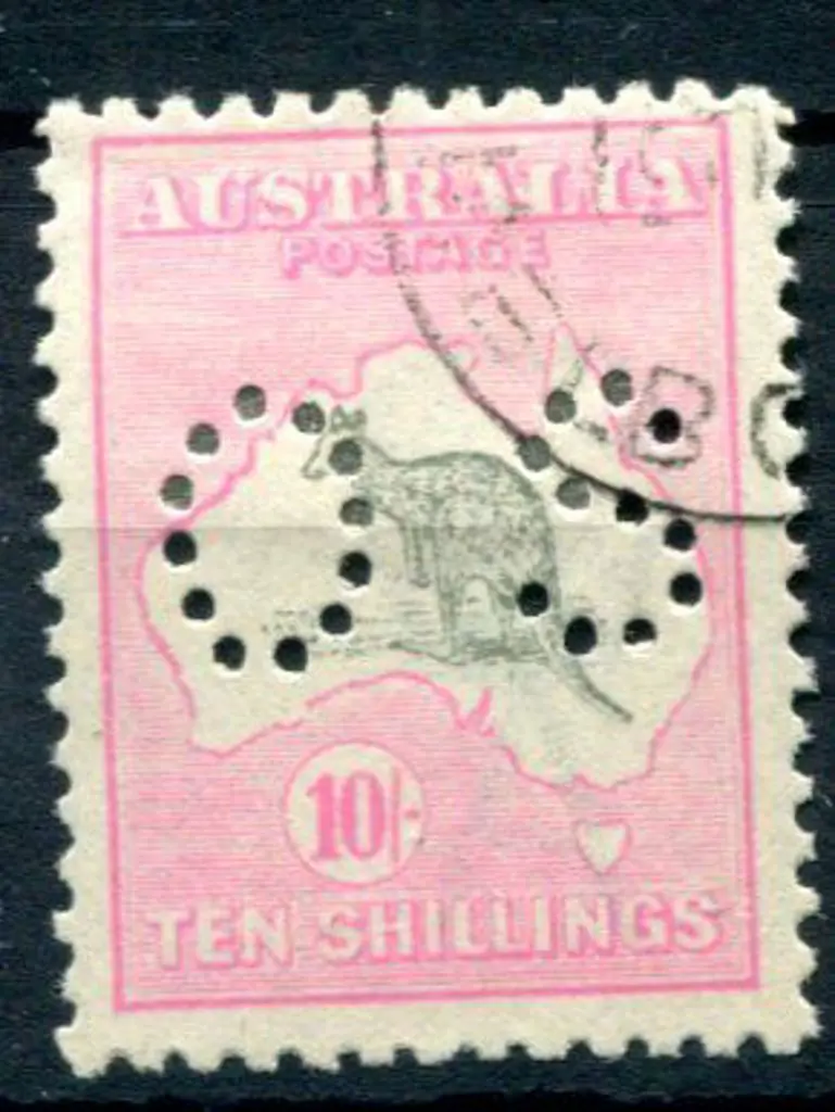 1915/28 10/- grey & pale aniline pink, 3rd wmk ... Image 1++