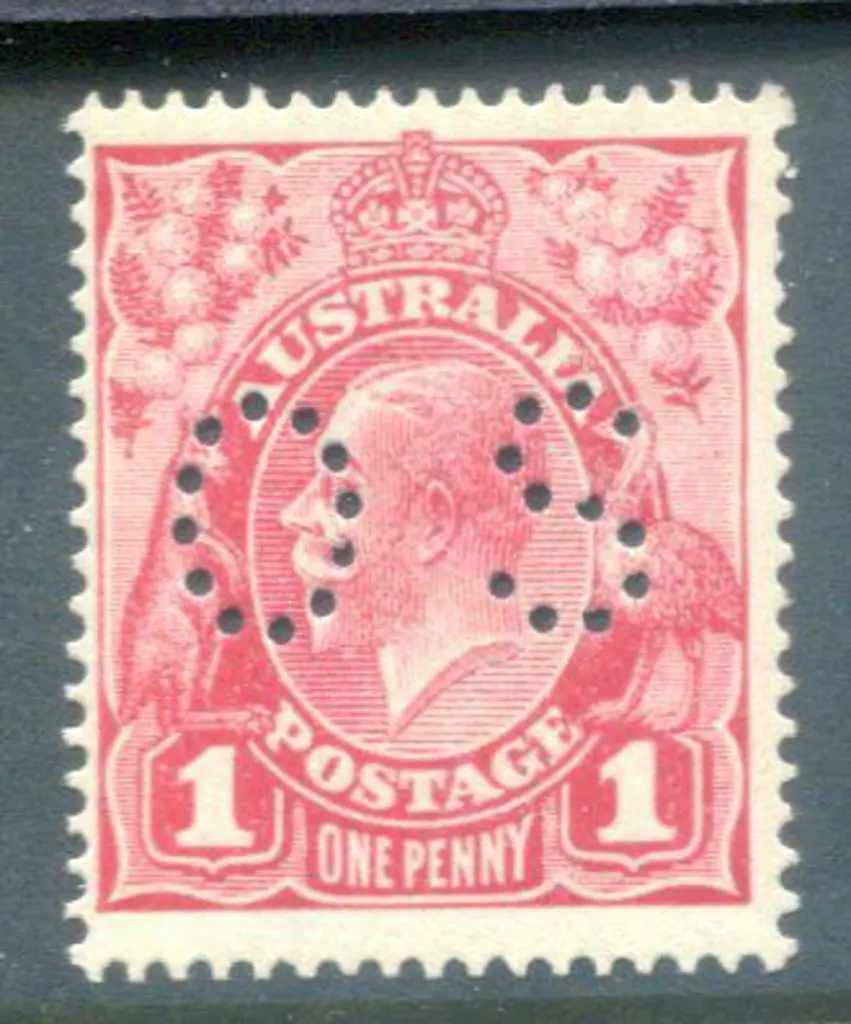 1914/20 1d crimson (G23) perfined small "OS". ... Image 1++