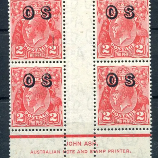 1931/36 2d golden scarlet ovptd "OS" with part ...