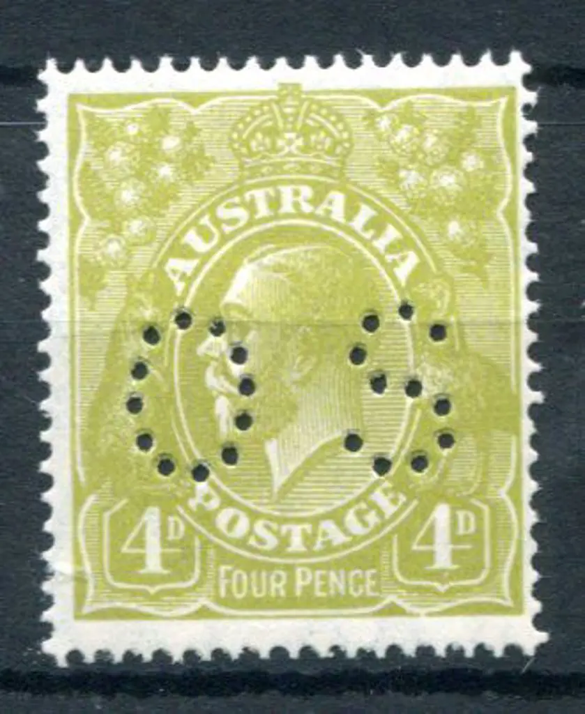 1926/30 4d olive, SMW perf. 14 perfined "OS". ... Image 1++