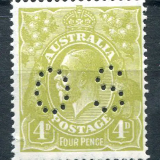 1926/30 4d olive, SMW perf. 14 perfined "OS". ...