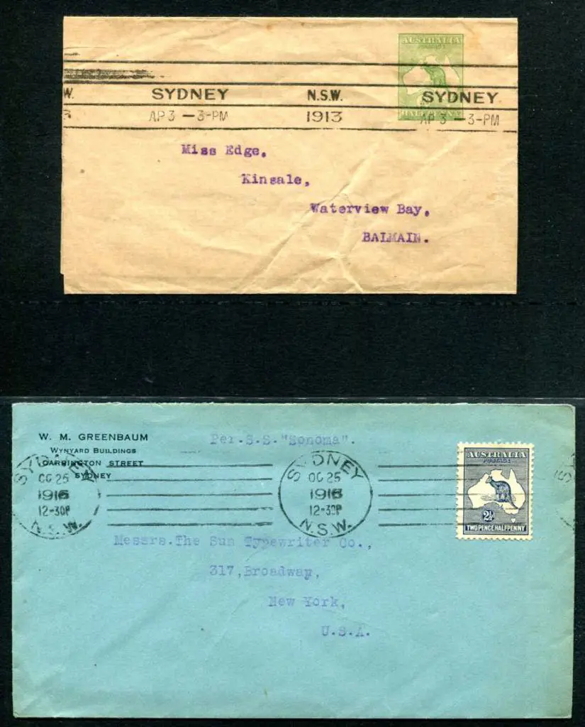 1913 (3rd Apr) ½d green kangaroo wrapper with ... Image 1++