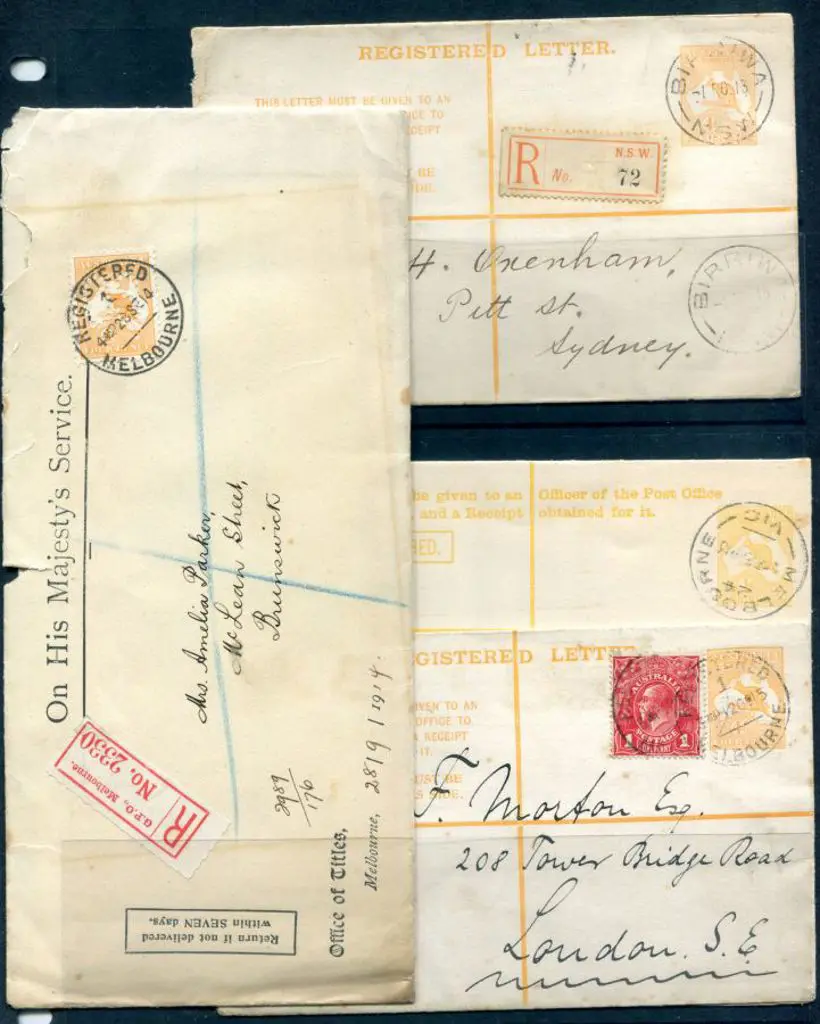 1913 4d orange Kangaroo Registered Envs consisting ... Image 1++