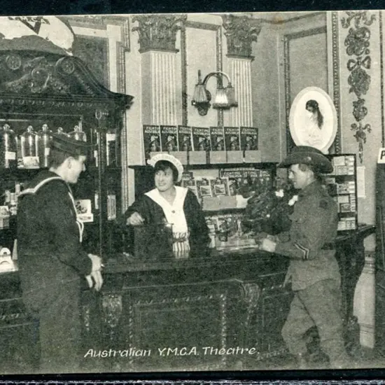 1915 "Australian Y.M.C.A. Theatre" captioned b&w ...