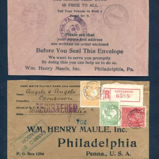 1915 (18th May) ½d green & 4d orange 1st wmk ...