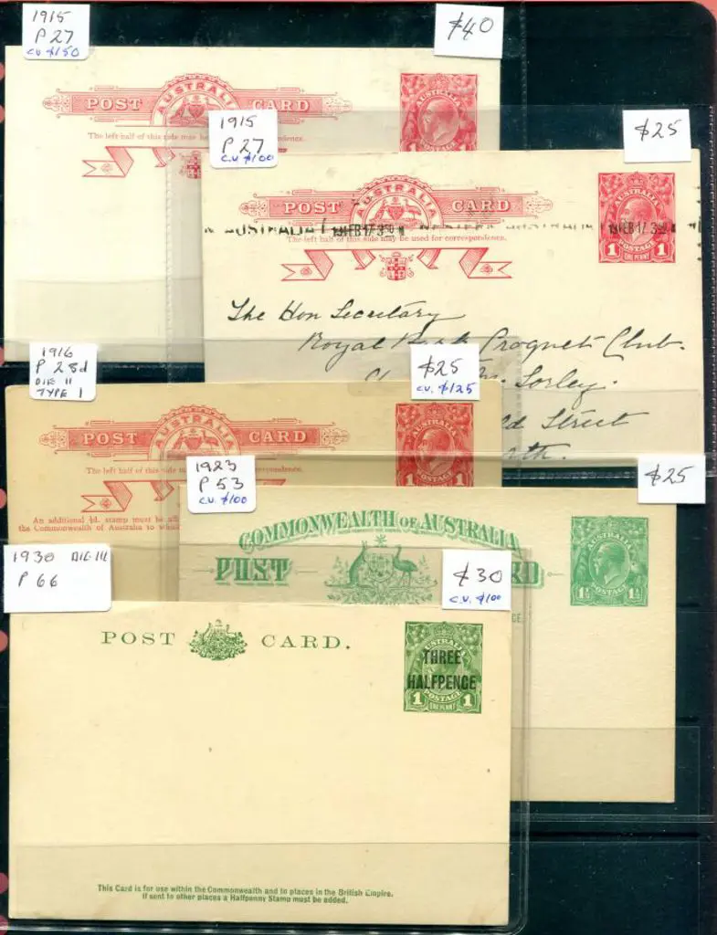 1915 1d KGV Postcard KGV mint & used (P27) & 1916 ... Image 1++