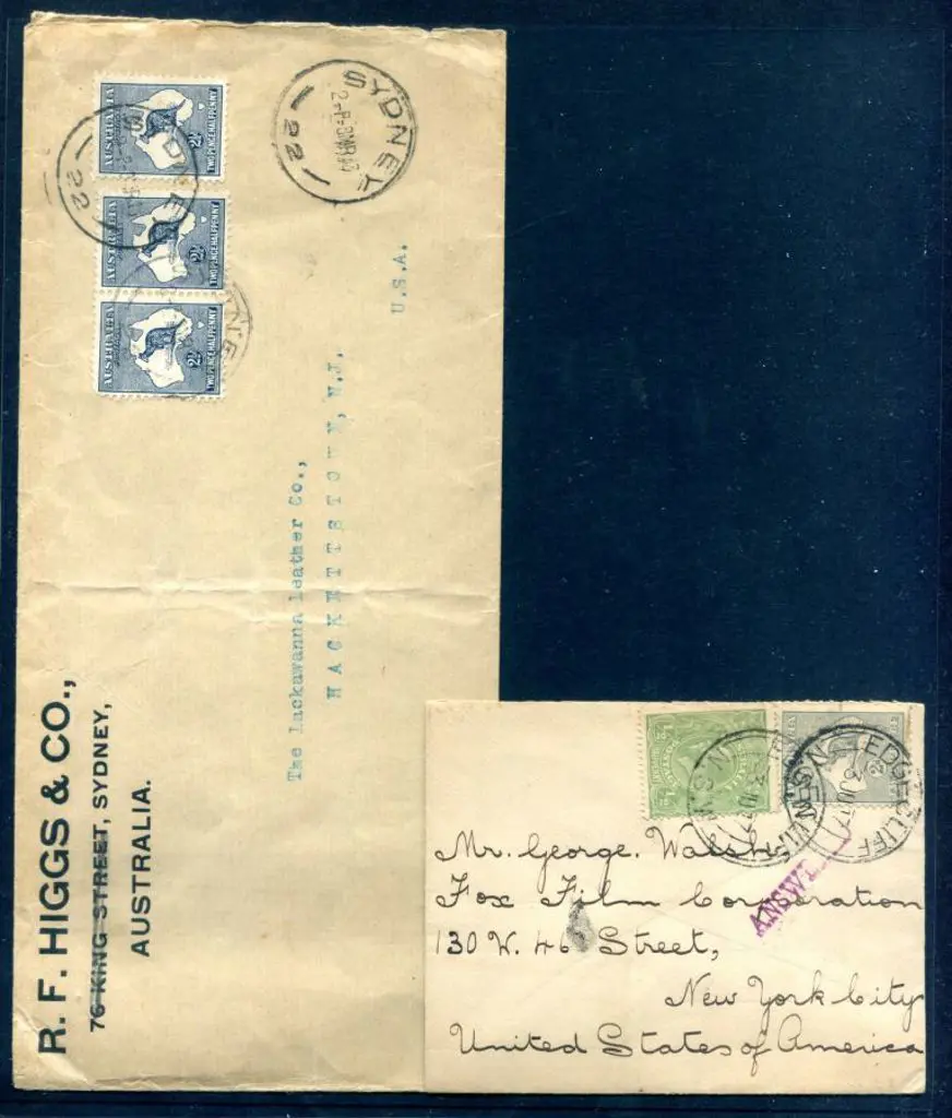 1917(3rd June) 2d kangaroo & ½d green KGV tied by ... Image 1++