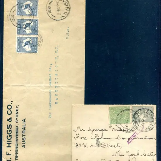1917(3rd June) 2d kangaroo & ½d green KGV tied by ...