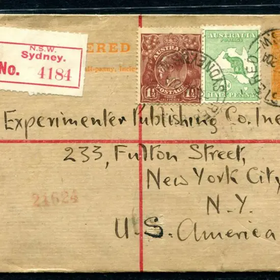 1920 (6th July) 4d orange KGV Registered Letter ...