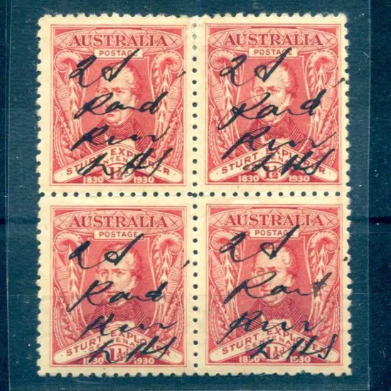 1930 Lord Howe Island Sturt 1½d scarlet with "2d ...