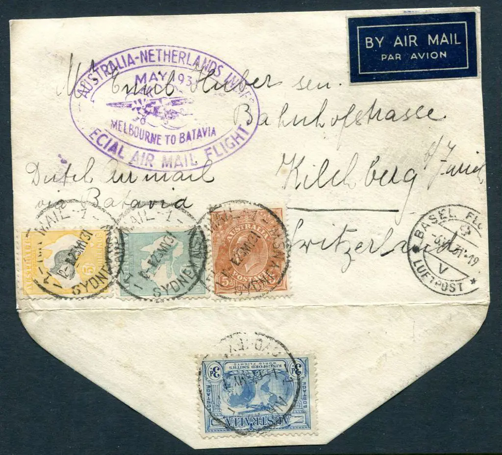 1931 (12th May) 5d KGV in combination with 1/- & ... Image 1++