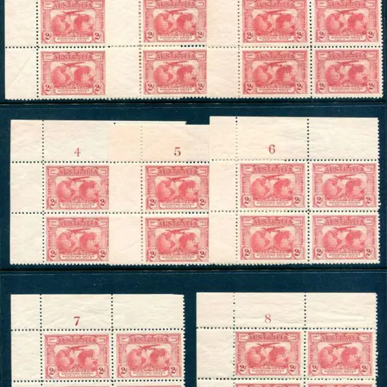 1931 2d Kingsford Smith in 1 to 8 corner plate ...