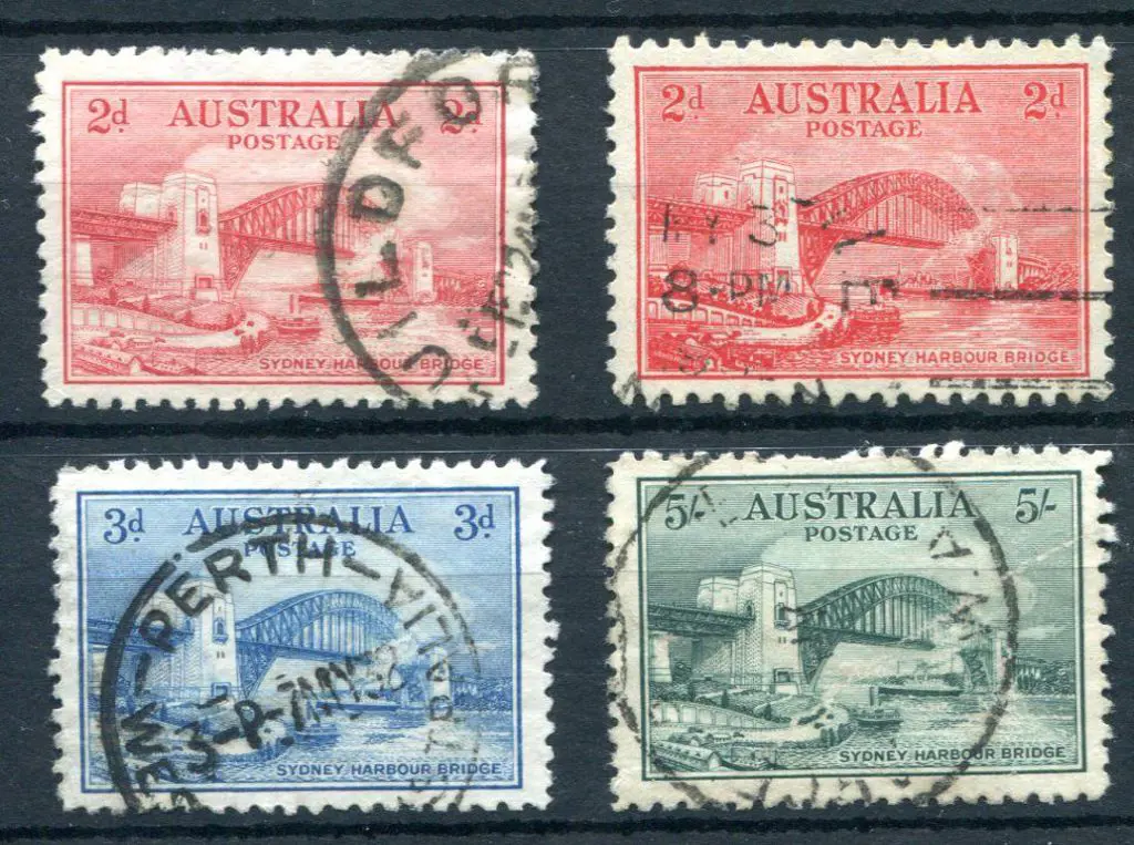 1932 2d to 5/- Sydney Harbour Bridge set of 4 fine ... Image 1++