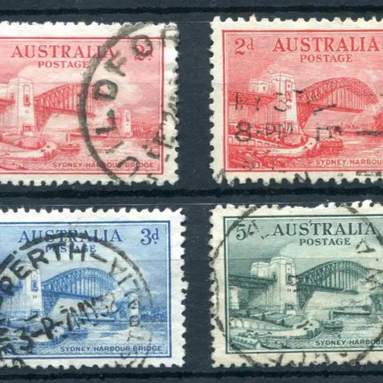 1932 2d to 5/- Sydney Harbour Bridge set of 4 fine ...
