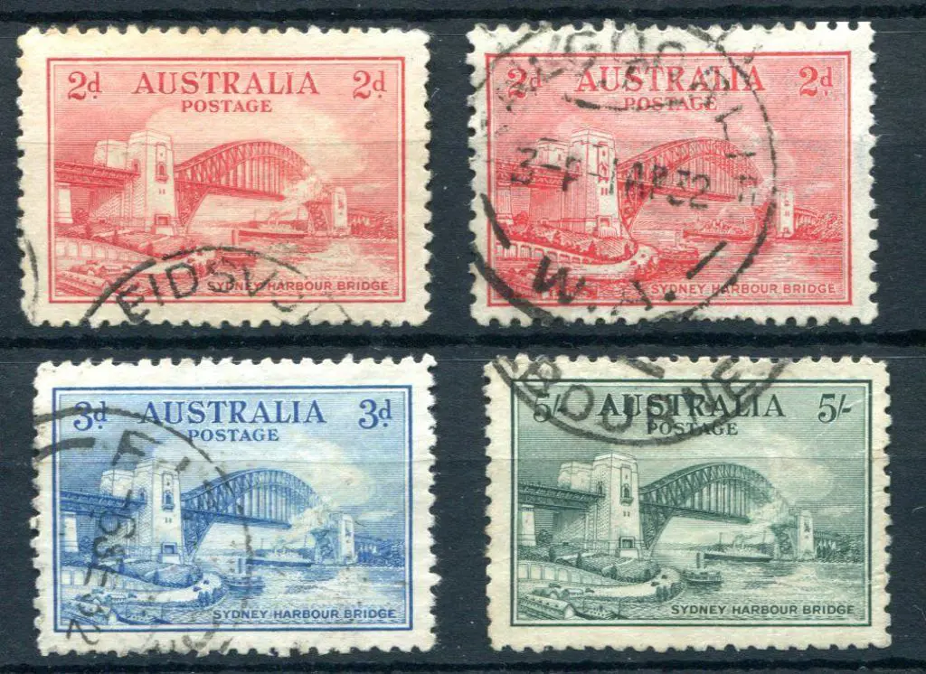 1932 2d to 5/- Sydney Harbour Bridge set of 4 fine ... Image 1++