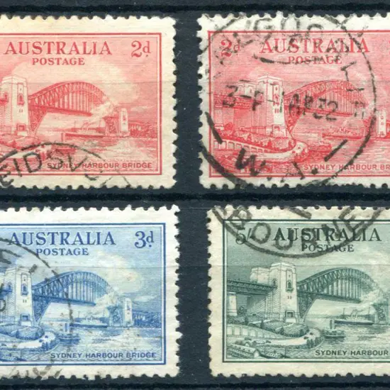 1932 2d to 5/- Sydney Harbour Bridge set of 4 fine ...