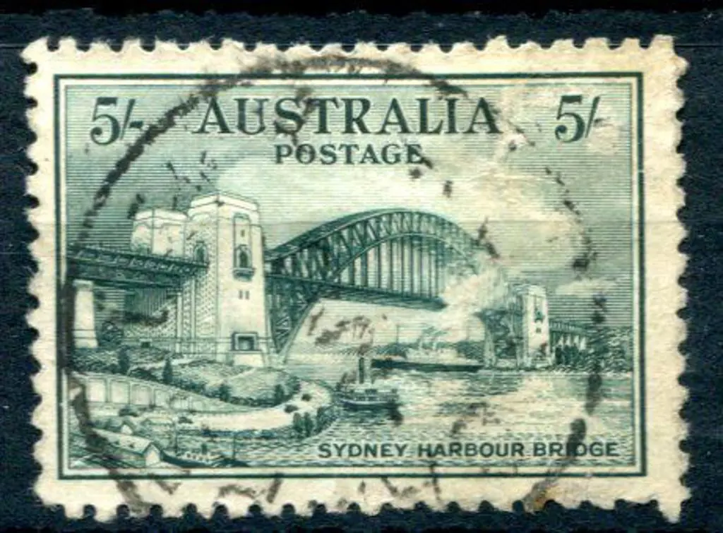 1932 5/- Sydney Harbour Bridge commercially used ... Image 1++