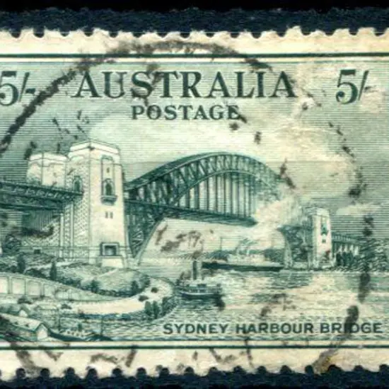 1932 5/- Sydney Harbour Bridge commercially used ...