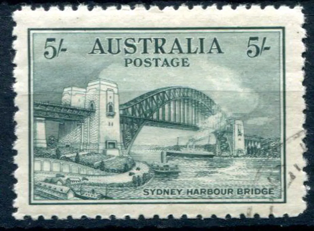 1932 5/- Sydney Harbour Bridge. CTO with fine MVLH ... Image 1++