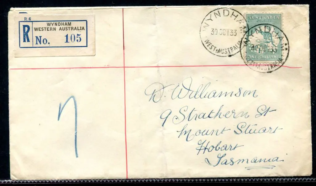 1933 (30th Oct) Airmail cover from Wyndham to ... Image 1++