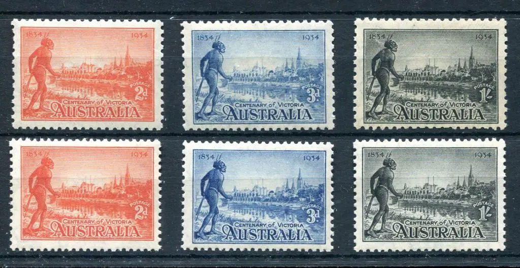 1934 Vic Cent. In both perf. 10½ & 11½. Fine MUH. ... Image 1++