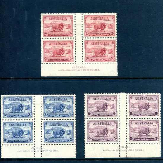 1934 Macarthur set of 3 in John Ash imprint blocks ...