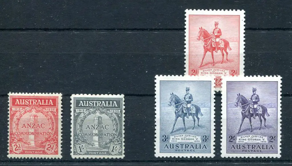 1935 Anzac pair & Silver Jubilee set of 3 all fine ... Image 1++