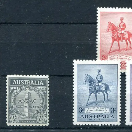1935 Anzac pair & Silver Jubilee set of 3 all fine ...