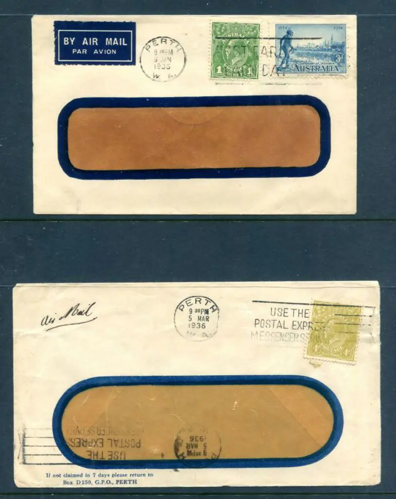 1936 (Jan & Mar) commercial window-envelopes with ... Image 1++