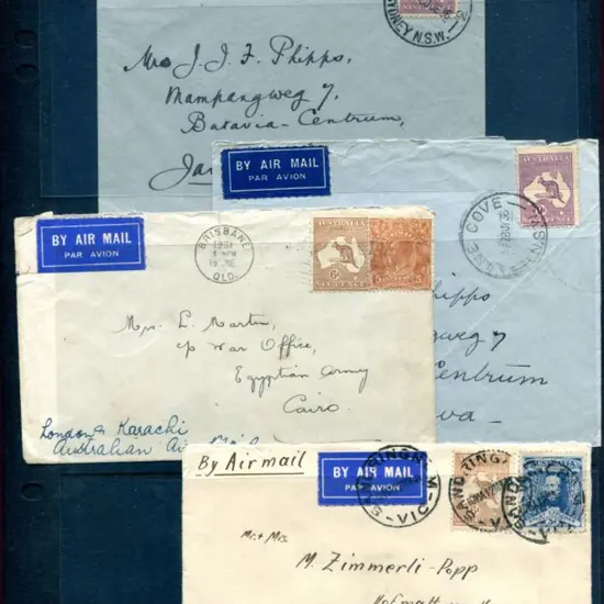 1936 covers x 2 franked with 9d violet kangaroos ...
