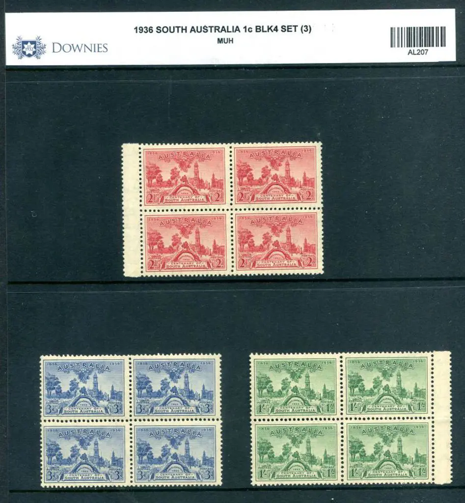 1936 SA Cent set of 3 in fresh MUH blocks of 4. ... Image 1++