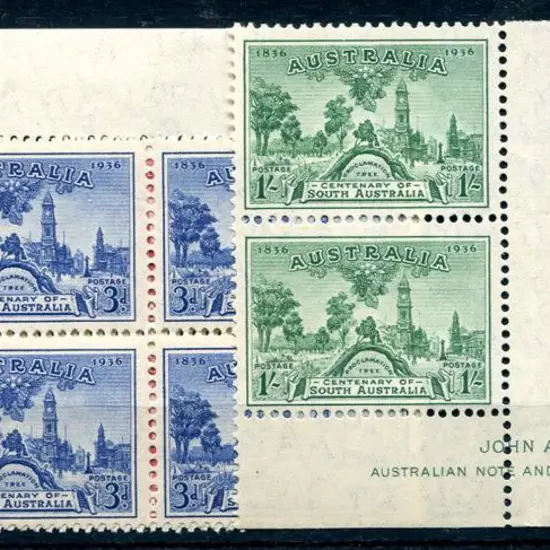 1936 SA Cent set in MUH blocks, the 1/- with John ...