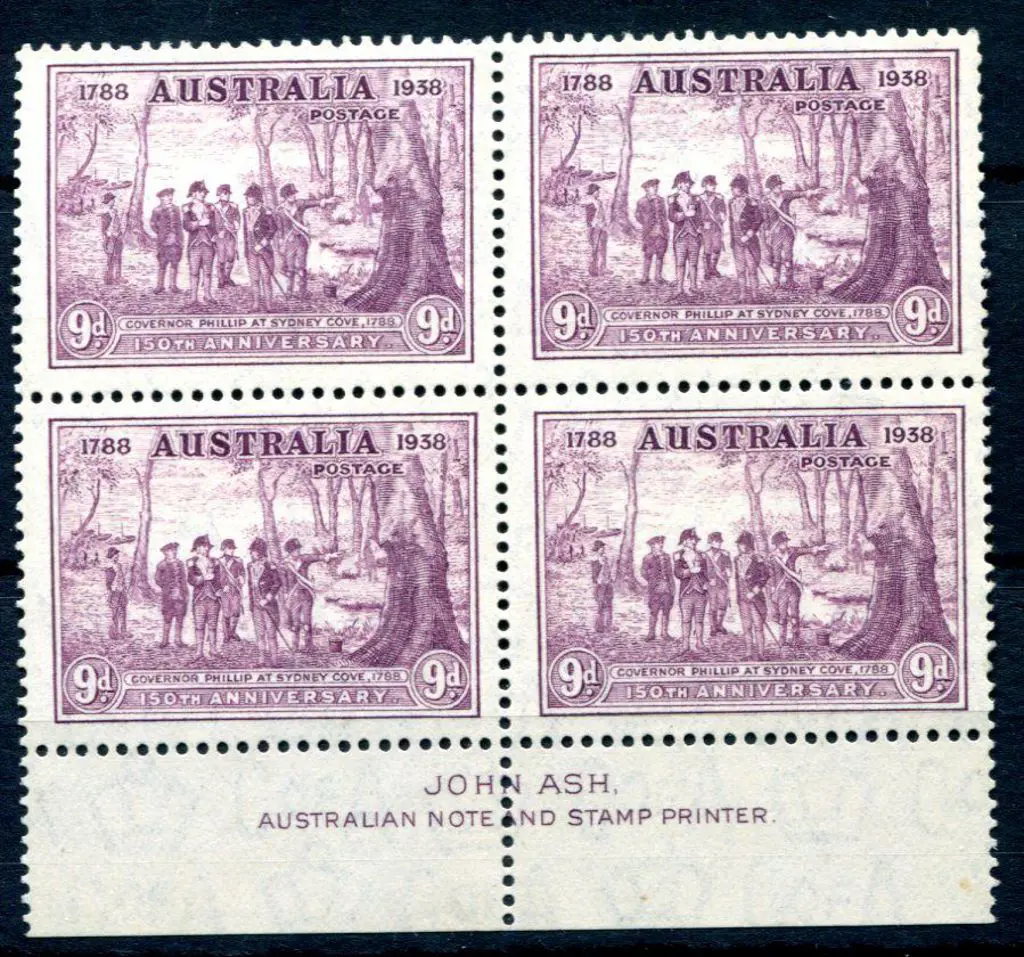 1937 9d NSW Sesqui purple in John Ash imprint ... Image 1++