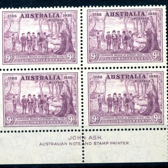 1937 9d NSW Sesqui purple in John Ash imprint ...