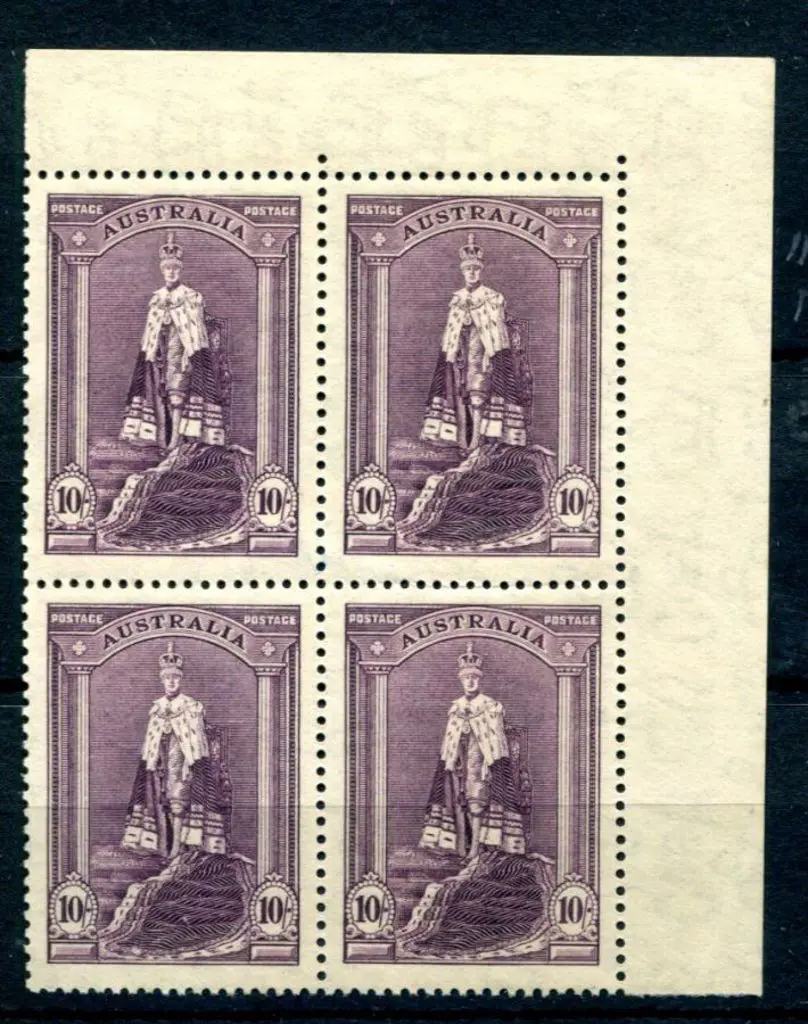 1937/48 10/- Robes on thin paper in MUH top right ... Image 1++