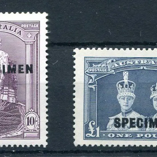 1937/48 10/- & £1 Robes on thick paper ovptd ...