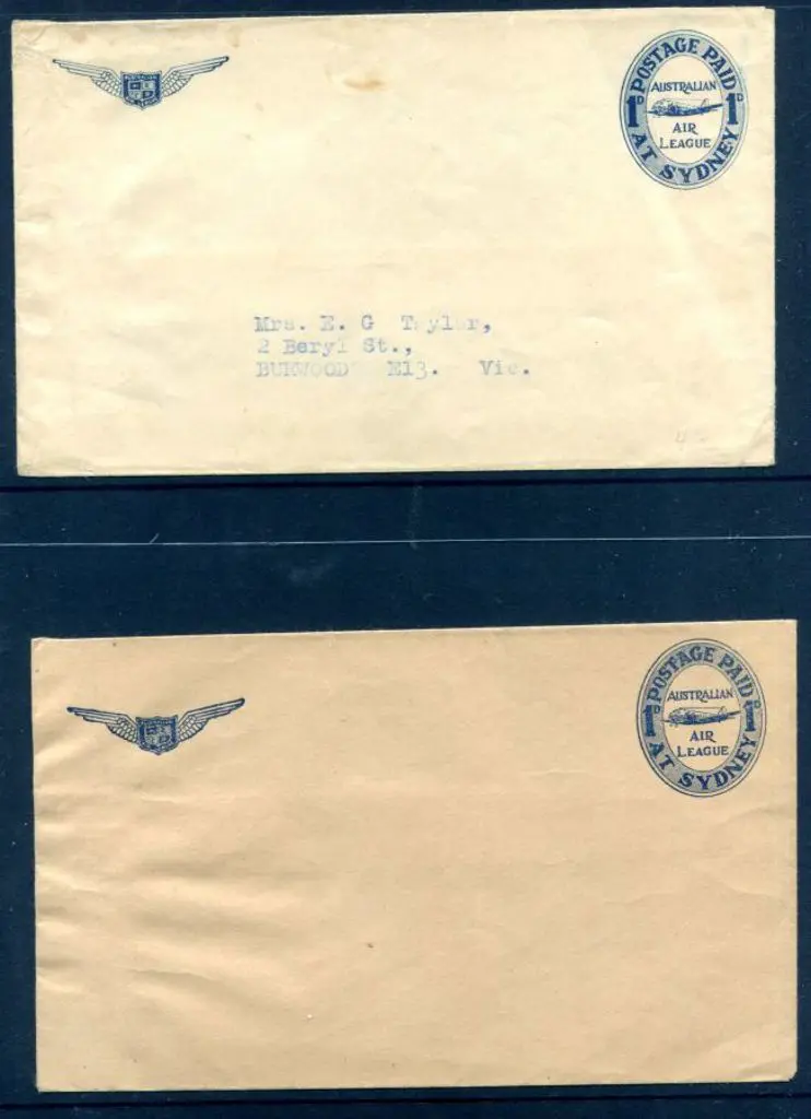 1940 "Australian Air League 1d Postage Paid At ... Image 1++