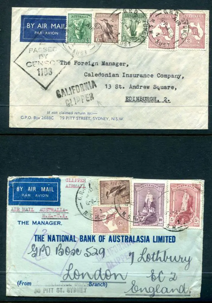 1941 (4th Sept) 2/- kangaroo x 2, 1/- lyrebird, 6d ... Image 1++