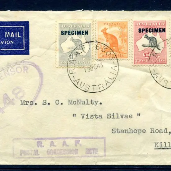 1943 (19th Oct) £1 grey & £2 black & rose both ...